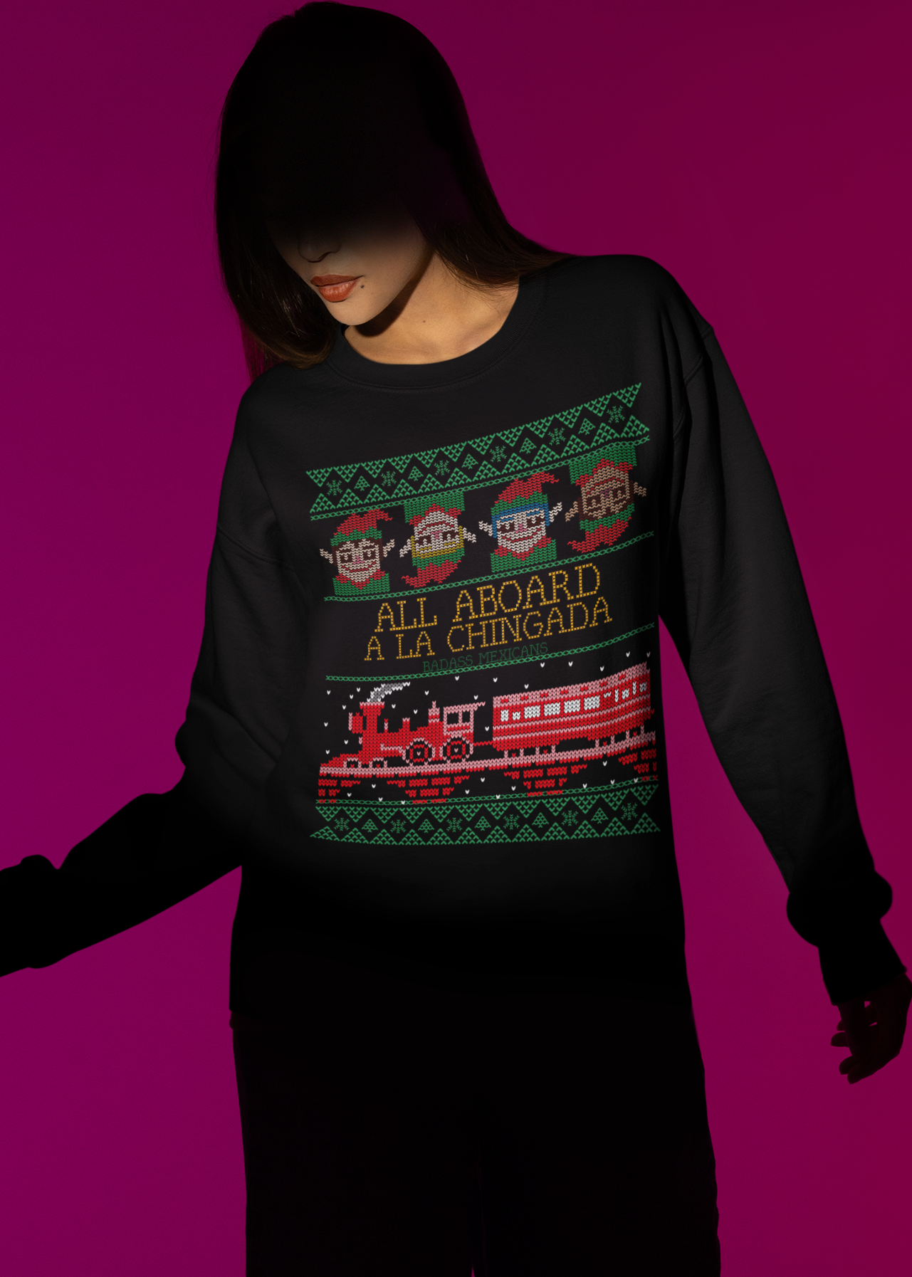 All Aboard a la Chingada Christmas Ugly Sweater - Unisex