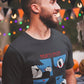 Black t-shirt featuring a red "DRACULOVER" title above a 4-panel comic graphic of a cartoon vampire biting a lower back.
