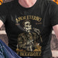 Black t-shirt featuring a detailed Catrín graphic of Juan Gabriel holding a microphone surrounded by golden text reading "AMOR ETERNO E INOLVIDABLE".