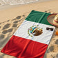 mexico flag beach towel with green white and red tricolor design and mexican eagle emblem for summer beach and pool use