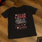 Black t-shirt with "GET IN LOSER WE'RE GOING SLASHING" graphic featuring classic horror villains in a convertible car.