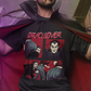 Black t-shirt featuring a red "DRACULOVER" title above a 4-panel comic graphic of a vampire biting a woman wearing blue jeans.