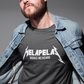 Black crew-neck t-shirt with "MELAPELAS" printed across the chest in a sharp white heavy-metal lightning font, with "BADASS MEXICANS" in small white text below.