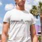 White crew-neck t-shirt featuring the text "IMPERIO AZTECA" in a clean black font, separated by a minimalist line-art icon of an Aztec pyramid.