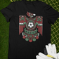 black front and back graphic t-shirt with mexica eagle inspired mexico futbol crest on front and oversized matching design on back
