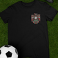 black front and back graphic t-shirt with mexica eagle inspired mexico futbol crest on front and oversized matching design on back
