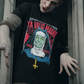 Black t-shirt with a retro comic graphic of a possessed nun and red text reading "YA VALIÓ MADRE".