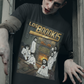 Black t-shirt featuring a spooky band parody with ghosts around a fireplace with text reading "LOS BOOOKIS".