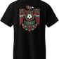 black front and back graphic t-shirt with mexica eagle inspired mexico futbol crest on front and oversized matching design on back