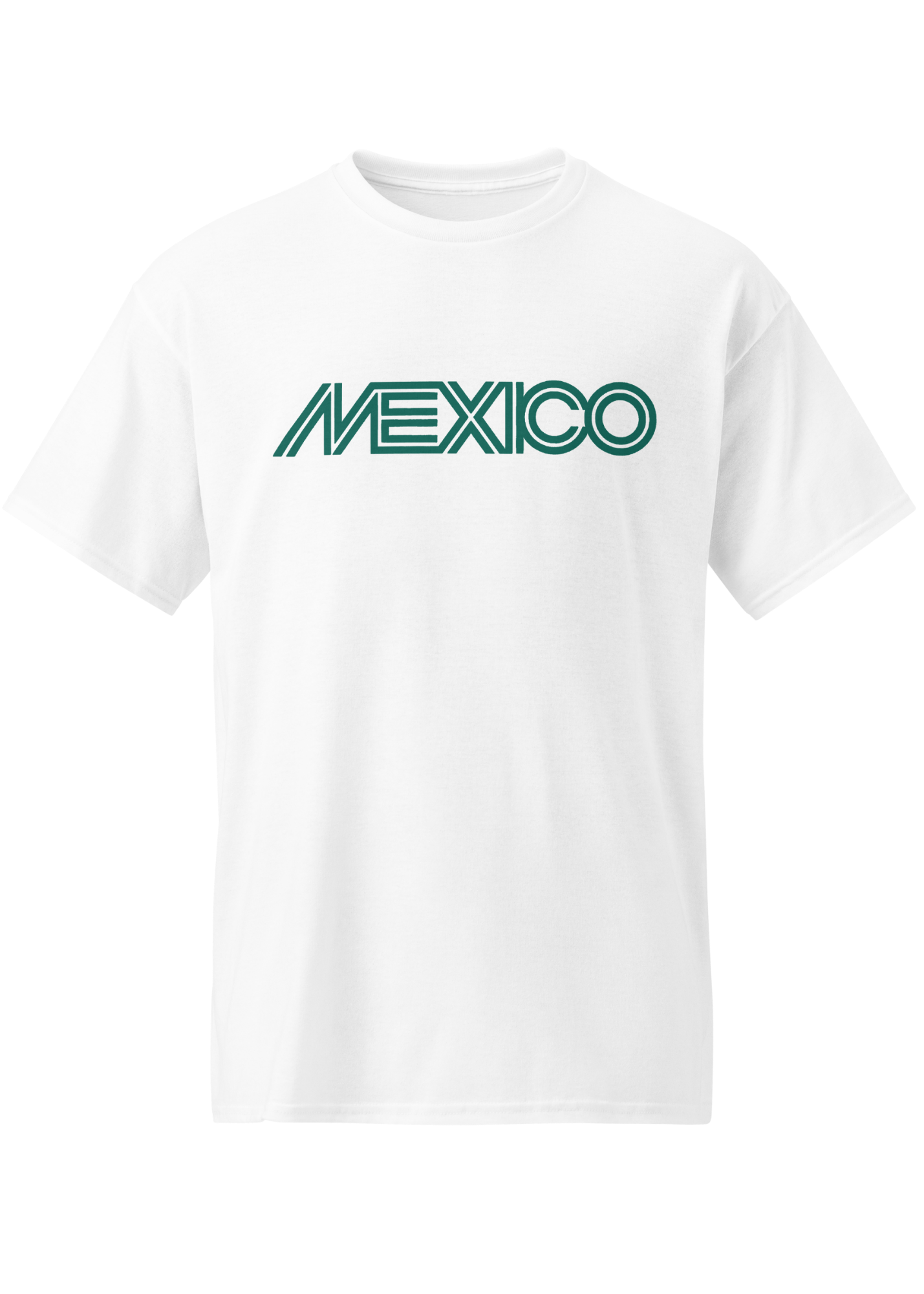 white front and back graphic t-shirt with small colorful sugar skull futbol design on front and matching mexican skull futbol artwork on back
