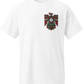 White front and back graphic t-shirt with mexica eagle inspired mexico futbol crest on front and oversized matching design on back