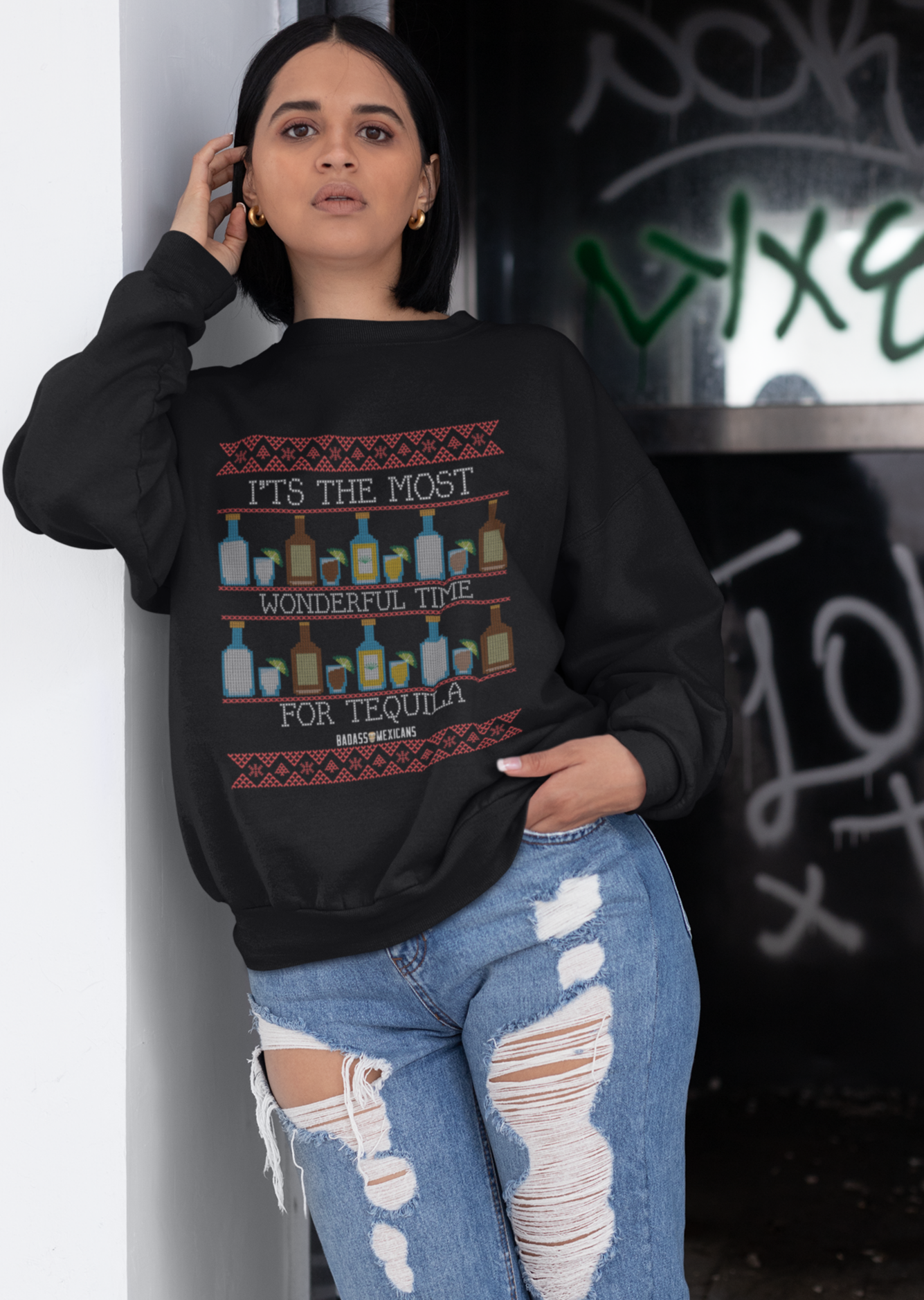 TEQUILA TIME Chingon Ugly Christmas Sweater UNISEX Badass Mexicans